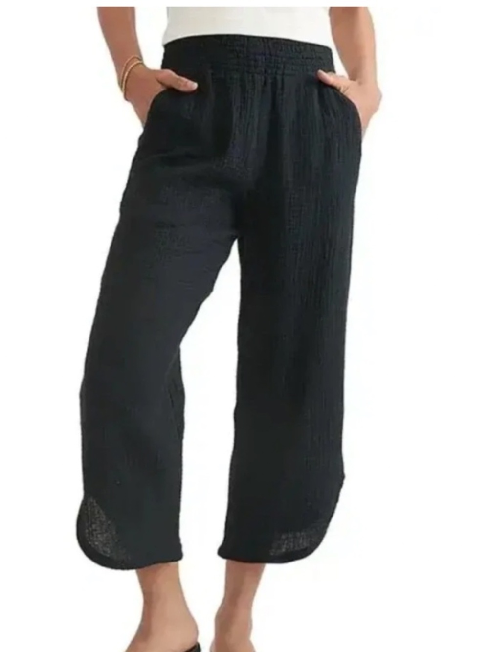 Marine Layer Cali Double Cloth Gauzy Pant Shadow Crop Wide Leg